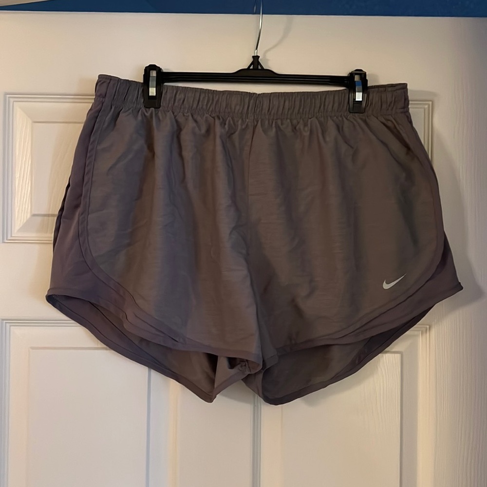 Nike DRI-FIT running shorts, size XXL. Color is gray.